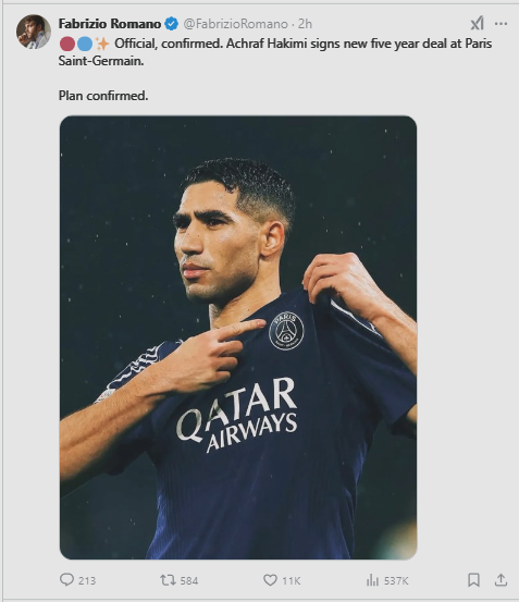 Achraf Hakimi signed with PSG until 2029 Achraf Hakimi